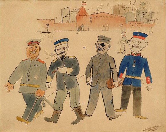 Vor der Kaserne (In Front of the Barracks). 1918 Watercolour and India ink
